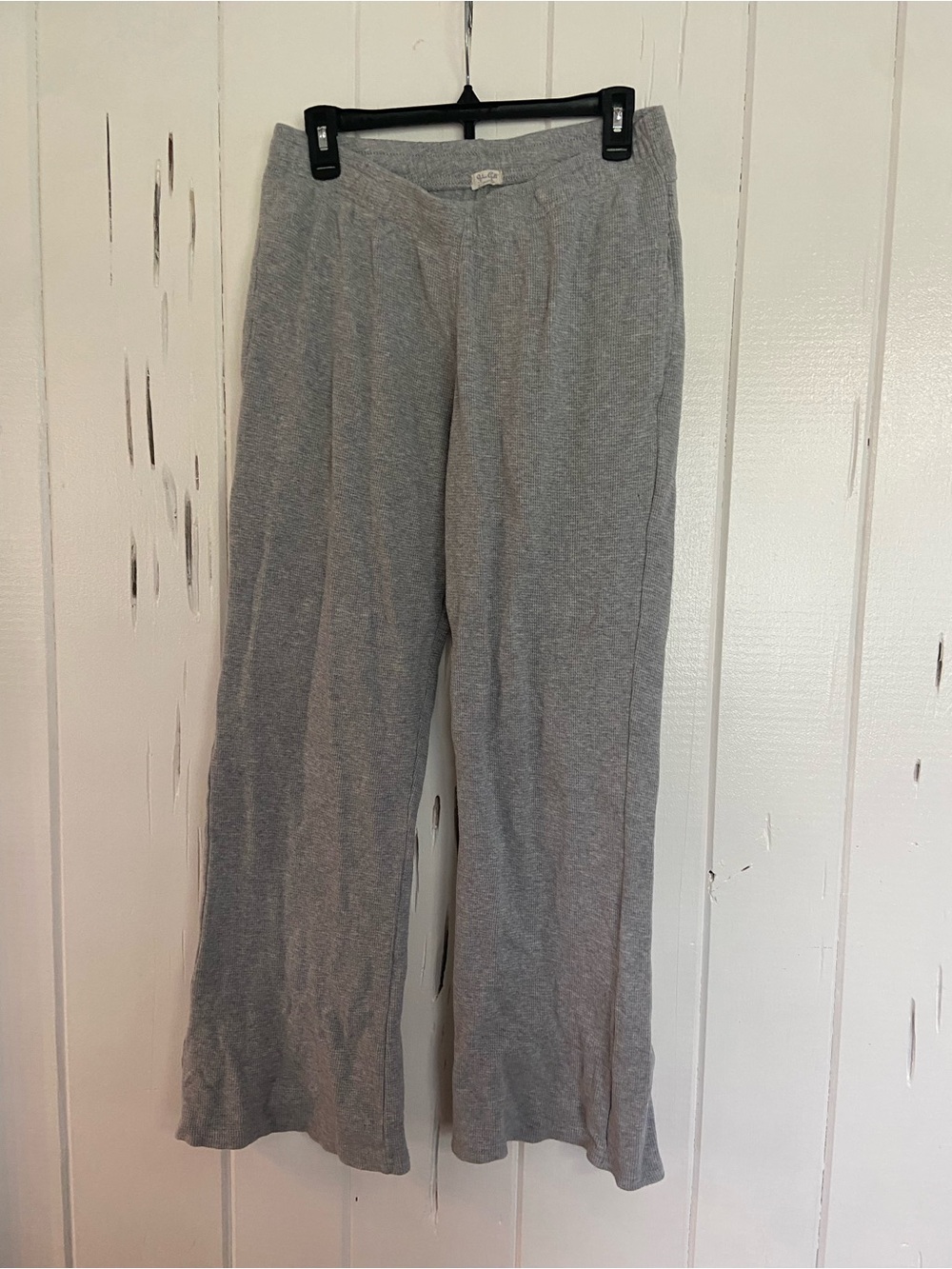 Brandy Melville Light Gray Wide-Leg Knit Pants